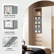 4 Pack Sheet Organizers And Storage With Clear Window And Label Foldable Bed Sheet Organizer For Linen Closet Fabric Bedding Storage Box For Duvet Covers Pillowcases Queen And King Size Greygift - 8 Pack - 查看 4