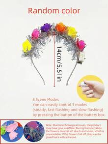 6PCS LED 发光头带发光花环，新娘头带，闪光玫瑰头带，适用于酒吧、音乐会装饰、情人节派对、头带配件 - 彩色 - 查看 7