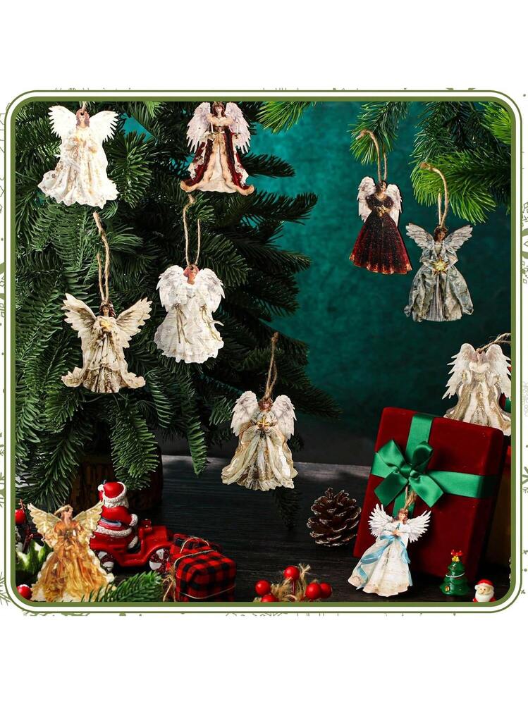 Set Of 6 Handmade Glass Angel Christmas Tree Decorations – Boxed, 4.5cm