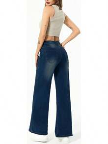 SperLucky Jeans, Straight Leg, Loose Wide Leg Denim Pantshalloween - màu xanh đậm - Xem 3