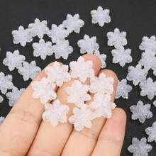 50/100pcs/Set Christmas Style Winter Transparent Ice Beads Cute Shiny AB Color Clear Snowflake Beads Loose Spacer Beads For DIY Jewelry Making - Multicolor - View 7