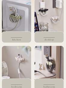 1pc Cartoon Shaped Cable Organizer, Data Cable Winding Device. Desktop Silicone Cable Organizer, No Need To Drill Holes To Store Charging Cables. Can Be Used To Organize Home & Office Supplies, Practical & Convenient. - Multicolor - View 4