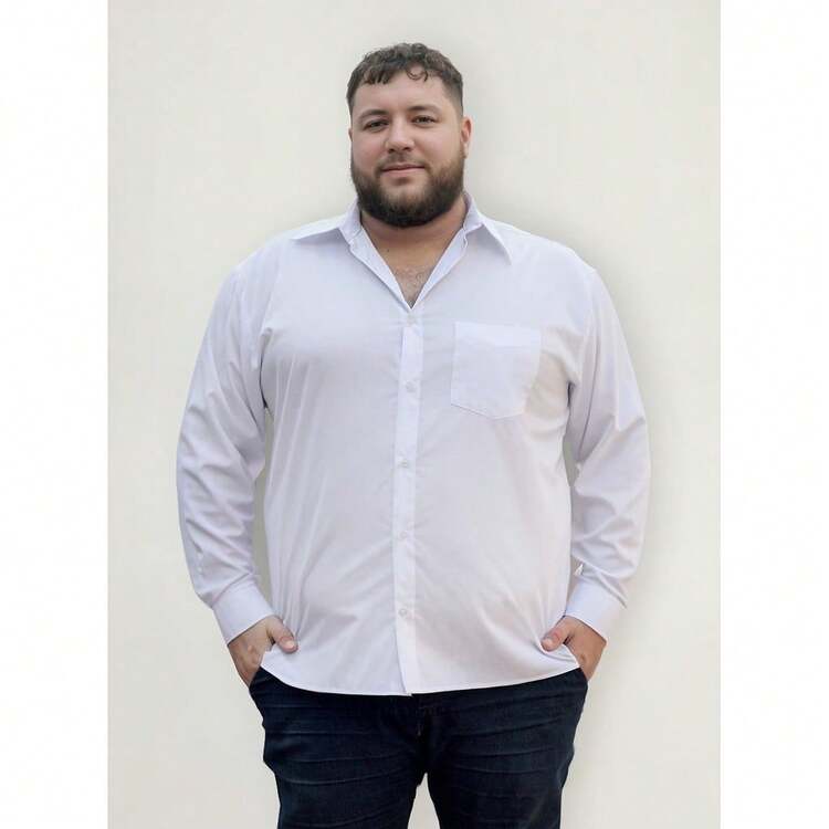 Men's Long Sleeve Social Shirt Plus Size Adult Without Fabric - trắng - Xem 1