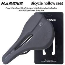 HASSNS Ultra-Light Bicycle Saddle, Hollow Breathable Shock-Absorbing Cycling Seat Cushion, Non-Slip Aerodynamic Mountain/Road Bike Seat - Black - View 1