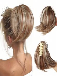 Women's Claw Clip Bun, Synthetic Hair Extensions, Short Straight Ponytail, Daily Hair Accessory - Multicolor - View 21