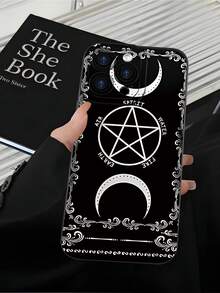 Fashionable, Popular, Personalized, Pentagram Pattern Design Theme Luxury Shockproof Aesthetic Cute Phone Case,Lens Protrusion Protection , Compatible With For IPhone 16/16Plus/16Pro/16ProMax, 15,14, 13, 12, 11 Series And Compatible With For Galaxy S/A Series,Gift For Easter Day, Christmas Halloween Decoration/Gift For Birthday, Girlfriend, Boyfriend, Friend Or Yourself. - 黑色 - 查看 5