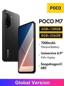 Xiaomi POCO M7 NFC Smartphone 6GB + 128GB / 8GB + 256GB Global Version Immersive 6.9" FHD+ Display 144Hz Refresh Rate Massive 7000mAh (Typ) Battery 33W Fast And 18W Reverse Charging 50MP Al Dual Camera Snapdragon 685 AI Face Unlock IP64 Water & Dust Resistance