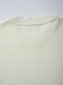 ANDREILEE 秋冬新款男女通用破洞流苏休闲宽松美式针织套头毛衣，长袖 - 杏色 - 查看 9