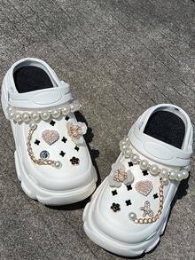 12pcs Shoe Charm/Shoe Accessories/Charms Pearl Chain Flower Charms For Shoes/Charms Suitable For Clogs/Beach Bags/Beach Shoes And Halloween Gifts/Christmas Gifts/Other Holiday Gifts