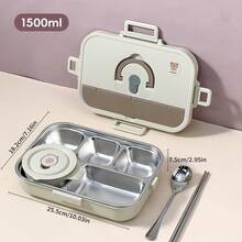 WORTHBUY Hộp đựng cơm trưa bằng thép không gỉ 304 4/5 ô dung tích 1500ML, hộp đựng thực phẩm salad trái cây chống rò rỉ kèm bộ đồ ăn và bát đựng súp, lò vi sóng, hộp đựng cơm Bento dung tích lớn di động, thích hợp cho học sinh và người lớn sử dụng tại nhà, trường học, văn phòng, dã ngoại, cắm trại, trở lại trường học - Nhiều màu - Xem 20