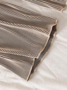 2 pezzi/Set Completo di top a costine e pantaloni a zampa per ragazze, Primavera/Autunno, Top a maniche lunghe + Pantaloni a zampa larga, adatto per attività casual all'aperto - Caffè Marrone - Visualizzare 6