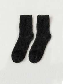 4 par damlårhöga strumpor, varma, termiskt fodrade svarta och vita knästrumpor, höst-/vinterjulklapp - Multifärgad - Visa 5