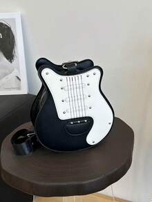 斜挎包、单肩包、吉他形包、不对称包、时尚、高端、小众、精致、适合派对、通勤、购物、带拉链 - 彩色 - 查看 4