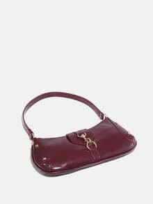 Novachic, Retro Style Shoulder Bag For Women With Rivet And Buckle Decor, Small Capacity Lightweight Underarm Bag, Suitable For Women, Students And Office Workers Commuting, Casual Use - Burgundy - View 3