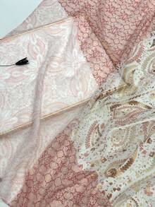 1 chiếc khăn quàng cổ in họa tiết đơn giản, khăn choàng tua rua nhẹ và thoáng khí, thiết kế thanh lịch và thời trang dành cho nữ, khăn quàng cổ lụa đa năng cho mùa xuân/hè, khăn choàng chống nắng ngoài trời đi biển, khăn trùm đầu cho trang phục - Màu Hồng baby - Xem 4