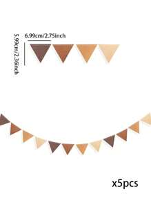 1/2/5件装棕色派对装饰棕色毛毡悬挂三角迷你套装横幅生日派对婴儿派对、婴儿主题派对