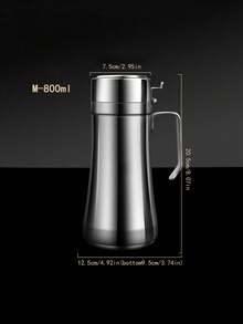 1pc Leak-Proof Stainless Steel Oil Dispenser & Seasoning Dispenser - Easy To Clean Kitchen Seasoning Tool With Bottle - Silver - View 7