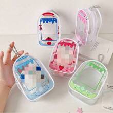 Ins风透明简约草莓水果PVC卡通透明娃娃包玩偶散步包户外包防护防尘收纳袋