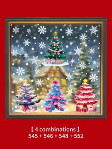 Christmas Decorations, Static Cling Christmas Tree, Snowman, Snowflake Glass Window Stickers For Mall Display Wall Stickers Room Decor Wall Sticker Wall Decor Home Decor Christmas Decorations Home