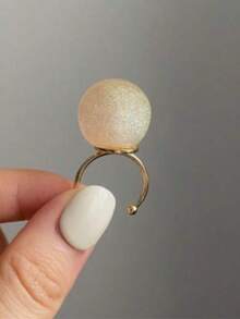 1pc Fashionable Elegant Minimalist Artistic Jelly Transparent Round Resin Stainless Steel Open Ring For Women, Suitable For Daily Commute, Street, Music Festival, Party, Evening Wear