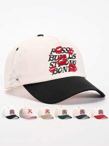 1pc Unisex Outdoor Embroidered Lips Letter Drawstring Mesh Baseball Cap, Adjustable Sun Protection Casual Hat Suitable For Spring/Autumn Travel, Versatile For Men & Women, Y2K Style, Valentine's Day Gift Valentines - Baseball Cap - View 14