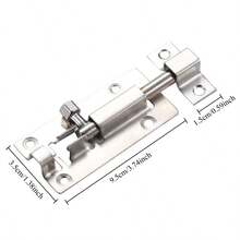 1pc Stainless Steel Latch, Thickened Surface Mount Latch Bolt Bathroom Wooden Door Window Anti-Theft Latch Lock, Vintage Style Square Latch - Silver - View 6