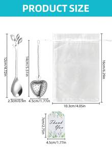 4/20/40/100 Pcs Stainless Steel Creative Gift Set, Tea Spoon, Heart-Shaped Tea Strainer, Thank You Card And Transparent Gift Bag, Wedding/Birthday/Party Favors, Wedding Supplies, Gift Set, Wedding/Party Thanksgiving/Anniversary Novelty Gift, Tea Party Gift, Dishwasher , Gold/Silver Stainless Steel Cutlery Set - Wedding Gift Sets - View 2