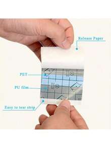 1卷自粘防水游泳绷带，透明纹身遮盖胶带，淋浴防护第二层皮肤胶带，防水防摩擦 - 透明 - 查看 5