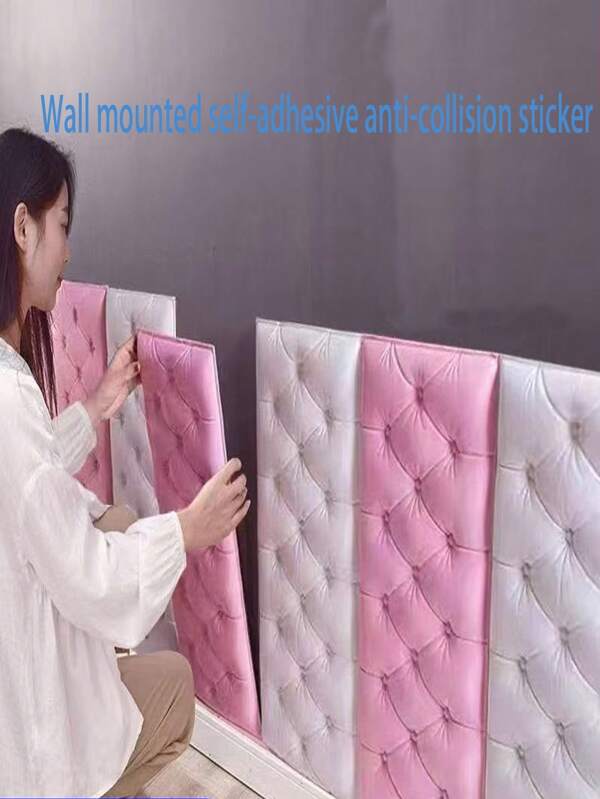 Self Adhesive 3D Design, Elegant Diamond Pattern On Tatami Headboard, Soft Cushion Wall Pad, Black And White Alternating, Suitable For Bedroom And Living Room Decoration, Bedroom Decoration Suitable For Children Adhesive Foam Wallboard, Leather Covered Decorative Anti-Collision Cushion Wallpaper, Used For Wall Covering Room Headboard Safety,