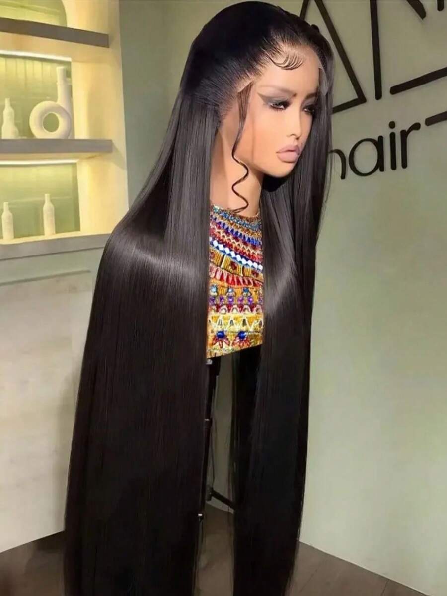 NARNI 38 40 Inch 13x4 Lace Front Wigs Human Hair Pre Plucked Straight Human Hair Wig 250% Density Brazilian Virgin Straight HD Lace Frontal 13x4 Glueless Wigs Human Hair For Women Natural Color - Natural Black - Xem 1