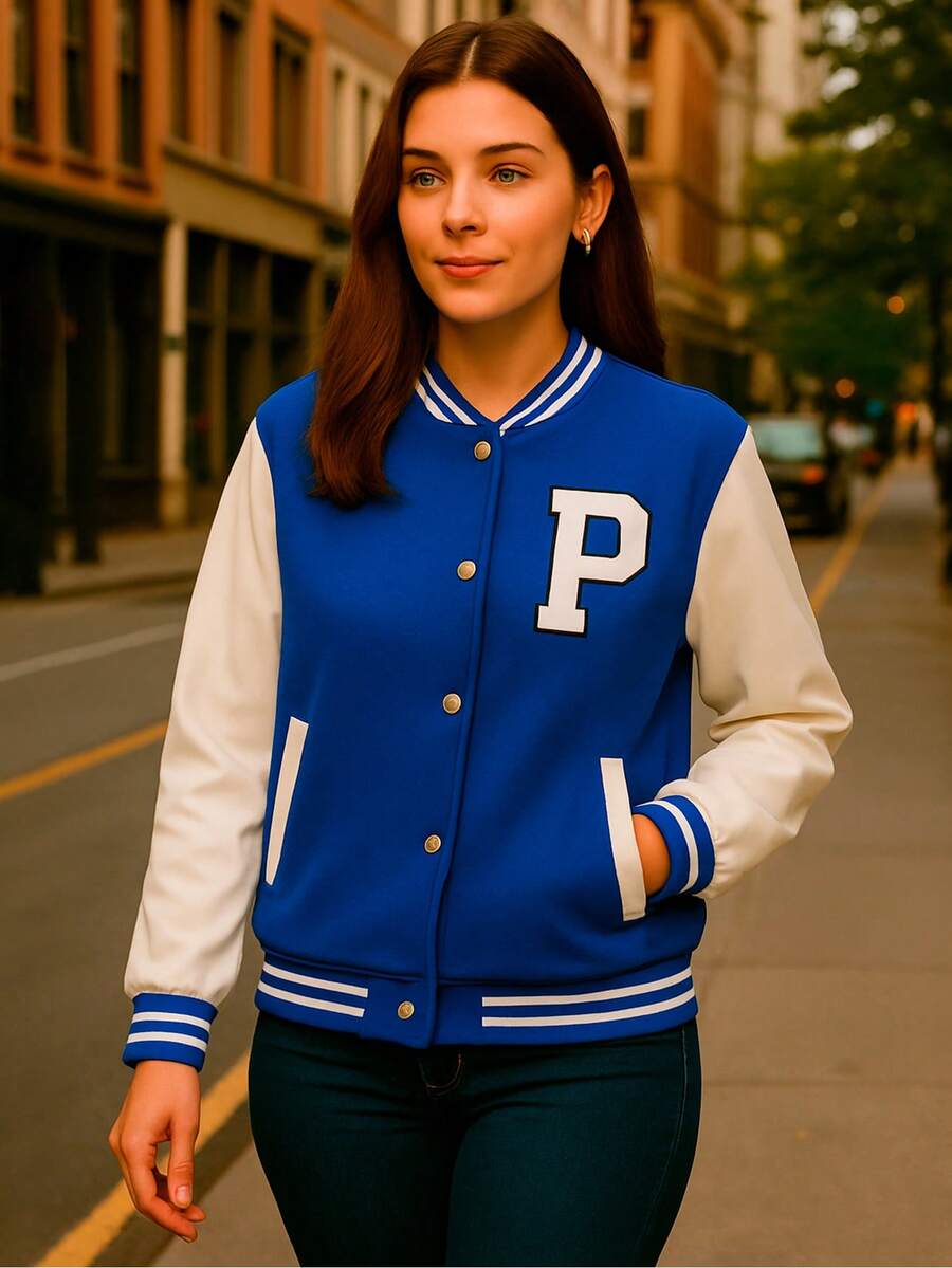 Chaqueta Casual Estilo Universitario para Mujer – Varsity