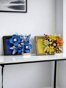 Creative Flower Bouquet Building Blocks, Adult DIY Assembly Block Set, Home And Office Desk Decor Display Model, Handmade Style Decoration, Leisure Hobby Gift, High Density Blocks, Holiday Gift, Father's Day Gift, Mother's Day Gift, Wedding Gift, Wedding Decor, Graduation Gift