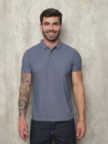 Camisa Polo Masculina em Poliamida Tecido Gelado Elastico Estilo e Qualidade - Cinza - Visão 3