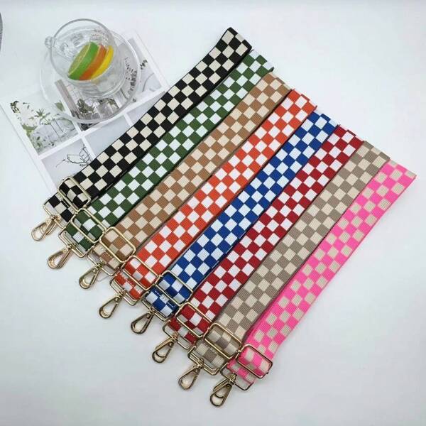 Sangle d'épaule à motif à carreaux de 3,8 cm de large, sangle de sac bandoulière, sangle de rechange pour sacs à main, réduit la charge sur l'épaule