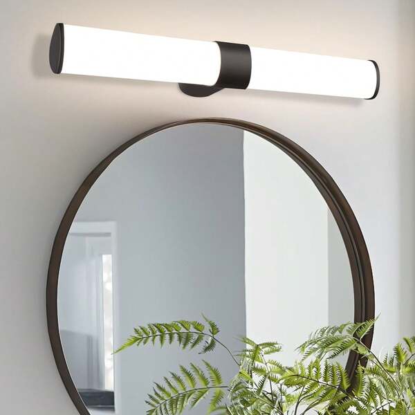 Glitzerlife 1 Luce a LED per specchio da bagno, lampada da parete per bagno, 40/60 cm, nera, impermeabile IP44, luce bianca neutra 4000K, luce moderna per ambienti umidi, bagno, cantina, cucina, mobiletto del bagno