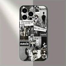 Oasis Band Creative Black Phone Case Stain Resistant And All-Round Lens Shockproof Phone Case Durable Protection Phone Case Black Classic Series Phone Accessories For Iphone11/ 12/ 13/ 14/ 15/ 16/ Pro Max Or Plus Series Case Gift - màu đen - Xem 5