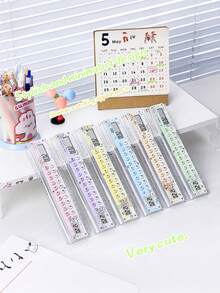 1pc Dopamine Ruler Calculator, Can Measure Size And Tell Time, 8-Digit Display, ABS Material, Cartoon Pattern, Suitable For School, Exam, Home, Back To School, Classroom Gift, Student Ruler Calculator - Single Piece - View 3