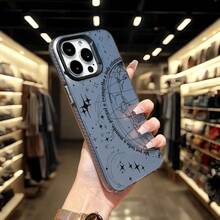 Ốp lưng bảo vệ điện thoại họa tiết trái đất đơn giản tương thích với iPhone 16 Pro Max, 15, 14 Plus, 13, 12, 11 - Khung đen Xám bạc - Xem 5