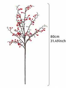 1pc Christmas Artificial Red Nylon Flower, Home Decor For Living Room Bedroom, Vintage Style Indoor Decoration, Vase Filler, Garden Decor, Suitable For Christmas, Mother's Day - Red - View 4