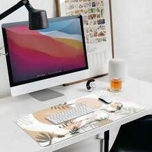 Large Keyboard Mouse Pad Set, Extended Mouse Pad+Keyboard Wrist Rest Support, Memory Foam Ergonomic Easy Typing, 4Pcs (35.4*15.9 In) Desk Pad Set For Home Office Study Game - Colorful-671326 - Leave - View 7