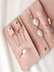 1 件绒面革珠宝袋，多功能卷起式珠宝收纳袋，小尺寸手表和珠宝收纳盒，便携又方便 - 彩色 - 查看 2