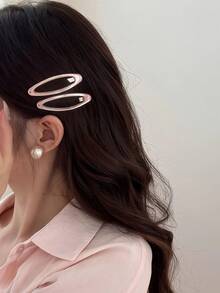 12个/6个装精致透明几何椭圆形BB夹，时尚发夹，适合女性和女孩，适合上学、秋季佩戴，可爱蝴蝶结发夹，头饰，发卡 - 彩色 - 查看 7