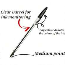 100 支圆珠笔防水创意塑料圆珠笔，适合男女学生、书写、笔记、标记、绘图、文具、学校用品返校