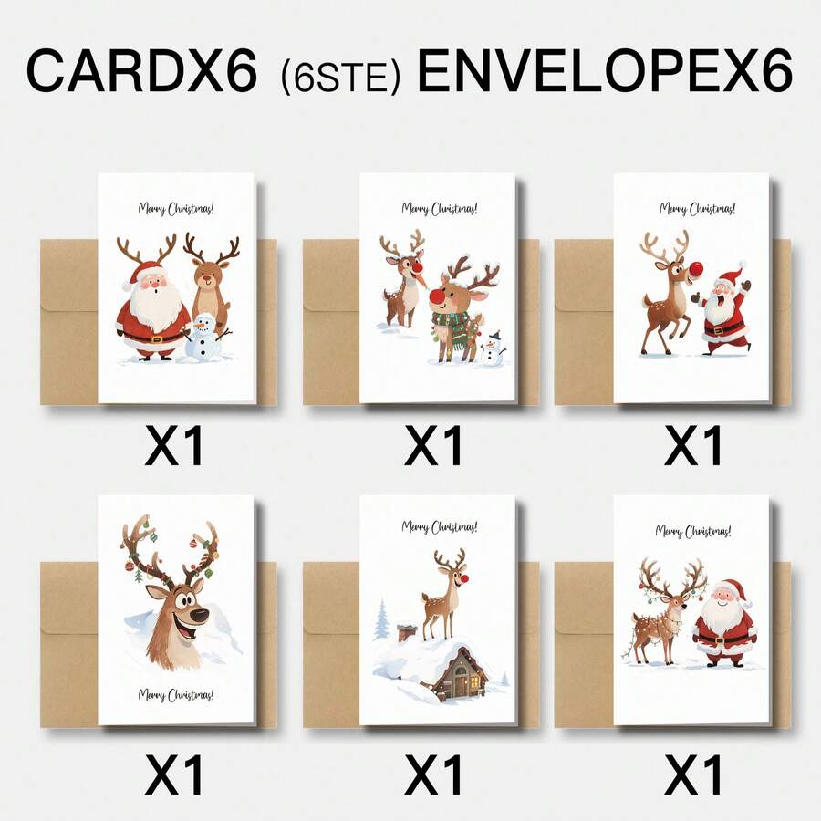 24pcs Holiday Christmas Greeting Cards With Envelopes - Various Santa Claus, Reindeer And Snowman Designs - Thanksgiving Cards, Suitable For Christmas And New Year 2025 - Paper Material