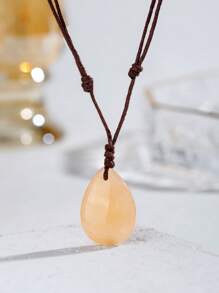 1pc Natural Healing Amethyst, Pink Crystal Gemstone Hand-Woven Drop Pendant Charm Crystal Necklace Energy Amulet Jewelry For Friends Party Gifts - Necklace - View 28