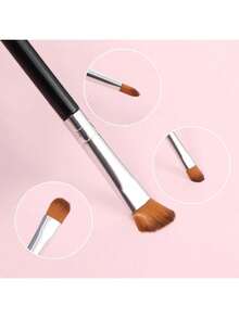 1支扁平遮瑕刷、眼影底膏刷、小号晕染刷、眼影晕染刷，适用于化妆晕染、粉底霜、高光（银色和黑色随机发货），旅行必备，情人节礼物，价格实惠，旅行化妆刷套装，女士礼物，化妆师，专业全套化妆工具 - 彩色 - 查看 5