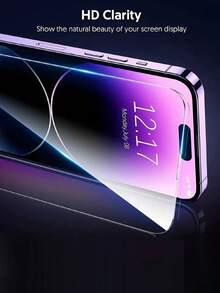 5 件防摔屏幕保护钢化膜适用于 iPhone16、15、14、13、12、11、Xr、Xs、X、7、8 防爆防碎防刮防水玻璃手机钢化膜屏幕保护必需品，适用于日常防护、办公室、家用手机屏幕保护膜手机配件防震防刮防指纹全覆盖 - 無色 - 查看 2