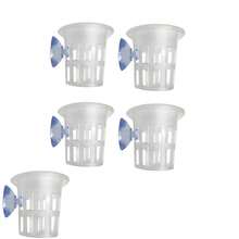 5pcs Fish Tank Planting Baskets, Aquarium Hydroponics Plant Baskets, Fish-Vegetable Symbiosis Device, Fish Tank Landscaping Decor, PP Material, With Suction Cups - Black - View 3