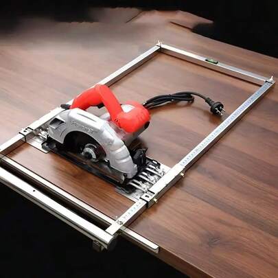 1pc Precision Woodworking Circular Saw Edge Guide - Adjustable Metal Guide Rail With Clamp Mechanism, Sturdy Metal Frame For Professional And DIY Projects, Clean Straight Cuts On Wood Panels, Durable Design, Reliable Mechanism, Workshop Tool, Robust Structure, Heavy-Duty Tool, Home Improvement