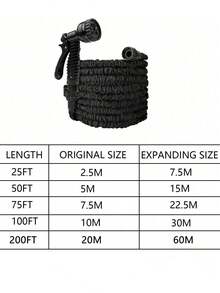 25FT-200FT Expandable Garden Hose, Flexible Magic Water Hose, Yard Daily Watering Tool, High Pressure Car Wash Cleaning Gun